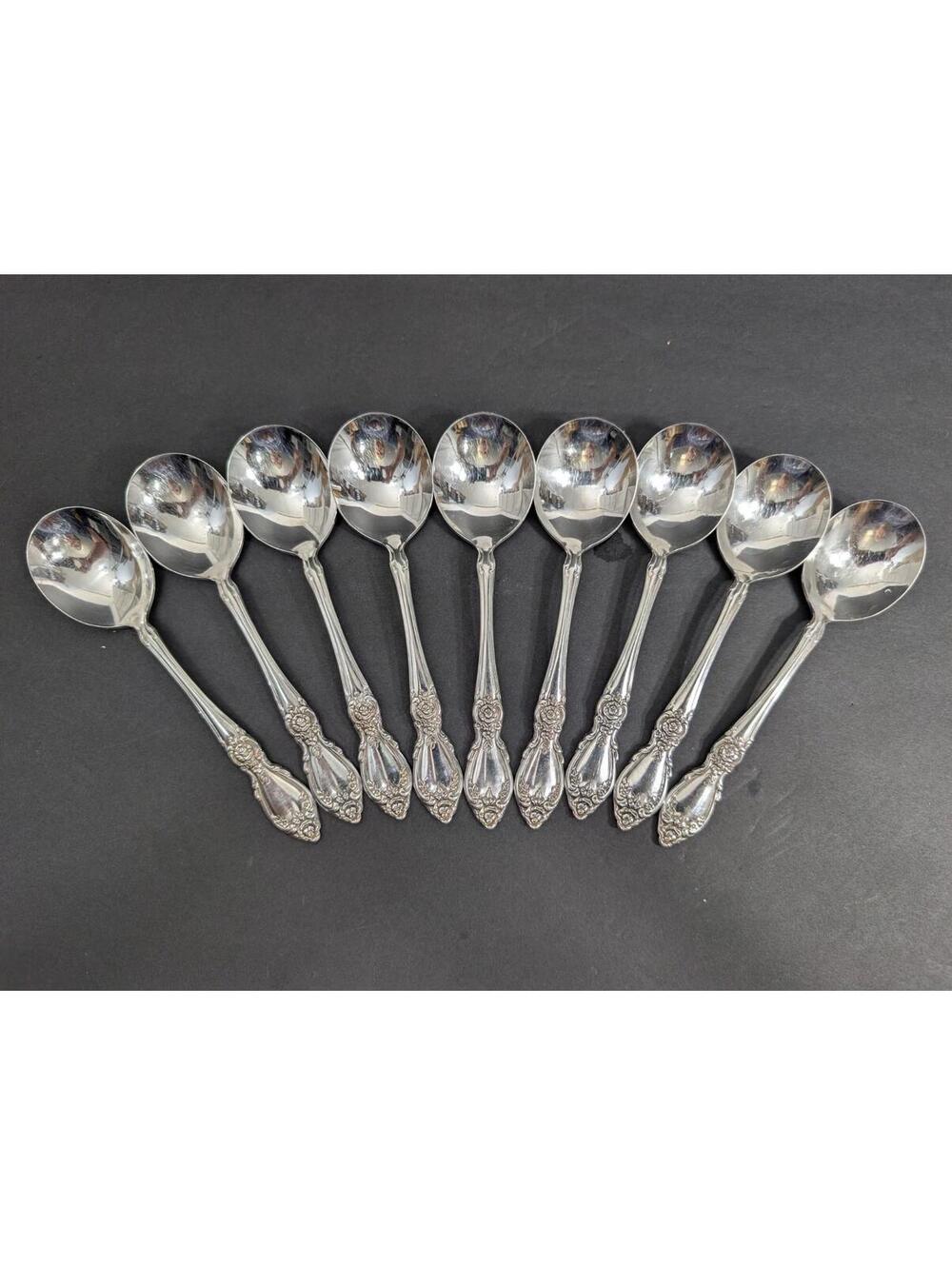 Lot of 9 Round Bowl Soup Spoon (Gumbo) Plantation (Stainless, Community)
